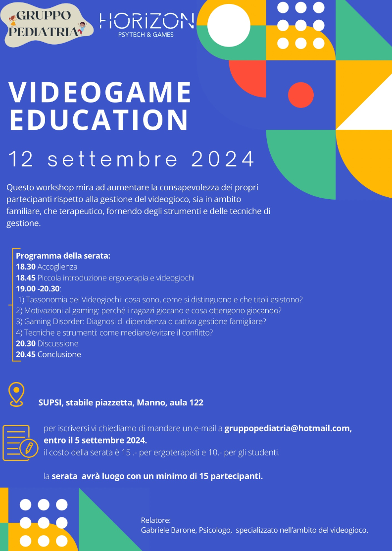 Evento Videogame Education – 12.09.2024- SUPSI MANNO