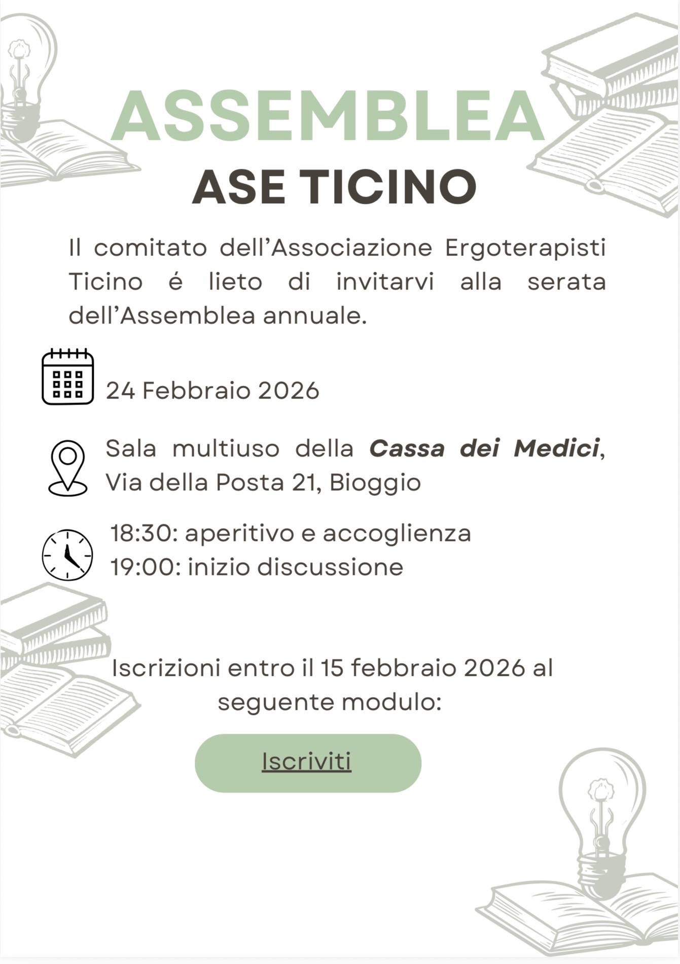 ASSEMBLEA GENERALE ASE TICINO – 24.02.2026 – CASSA DEI MEDICI A BIOGGIO